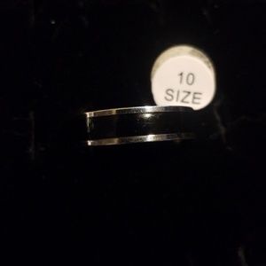 Men silver and black ring
